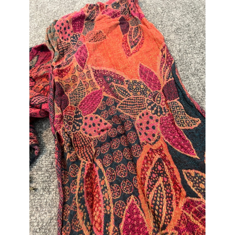 Sacred Threads Boho Patchwork Floral Paisley Fringe Scarf Hippie Artsy - Picture 3 of 5
